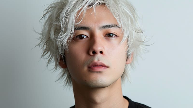 派手（ハデ）髪のハイトーンカラーヘアの男性